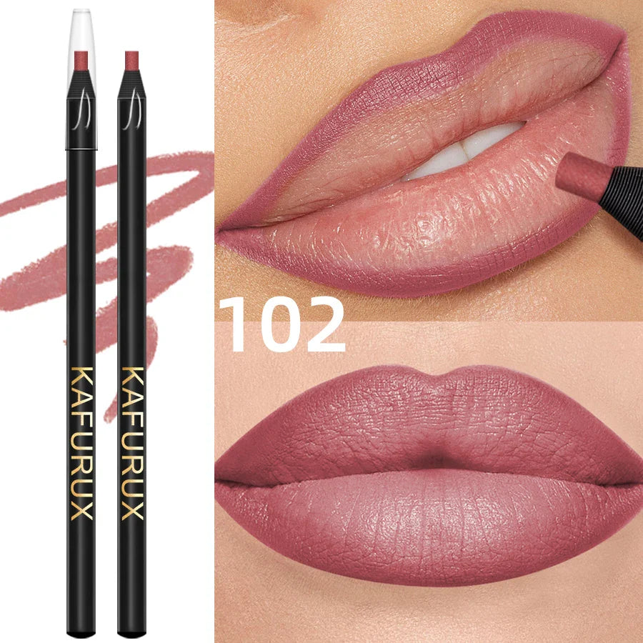 KAFURUX Waterproof Matte Lip Liner | 12 Colors, Long-Lasting