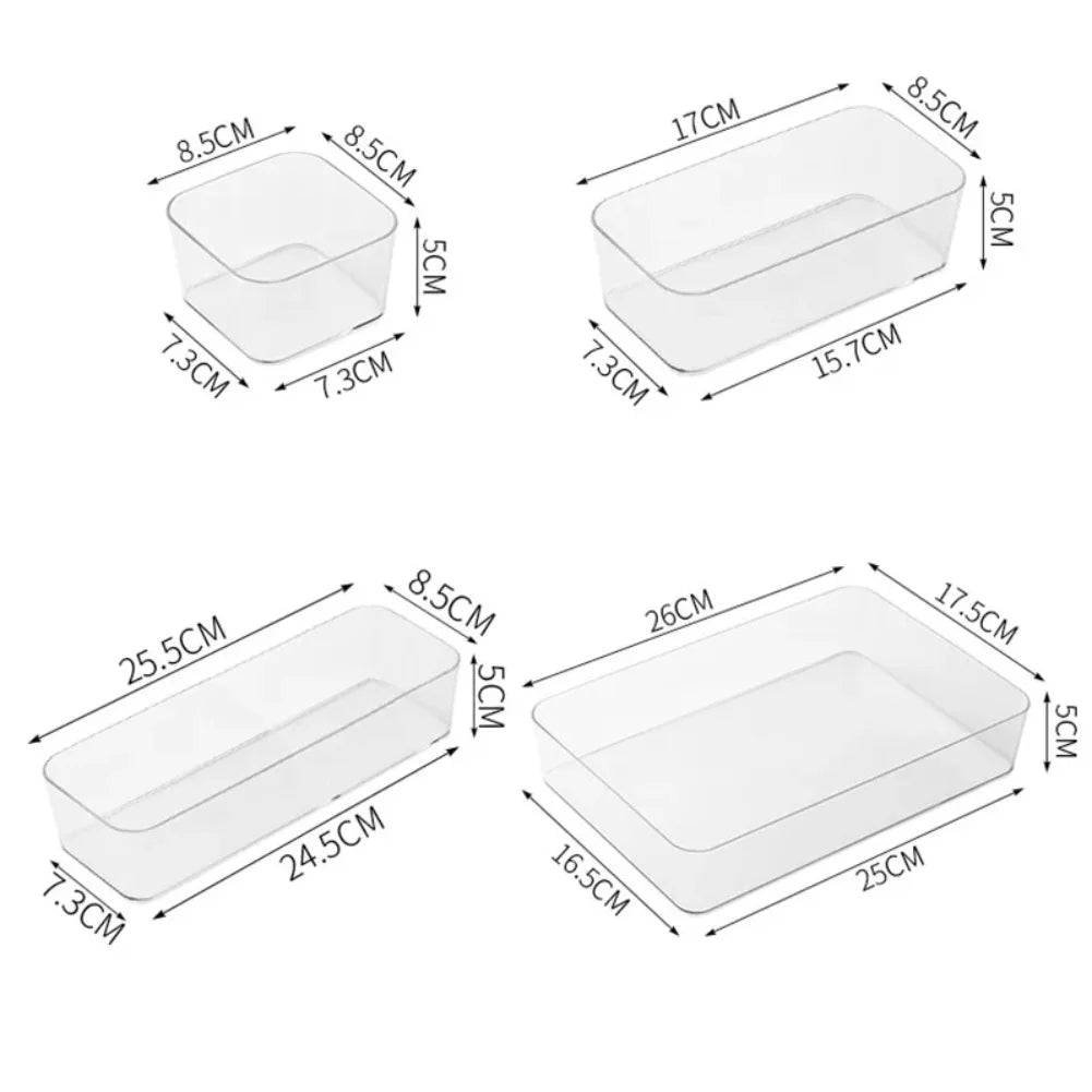 Clear Plastic Desk Drawer Organizer & Makeup Storage Box
