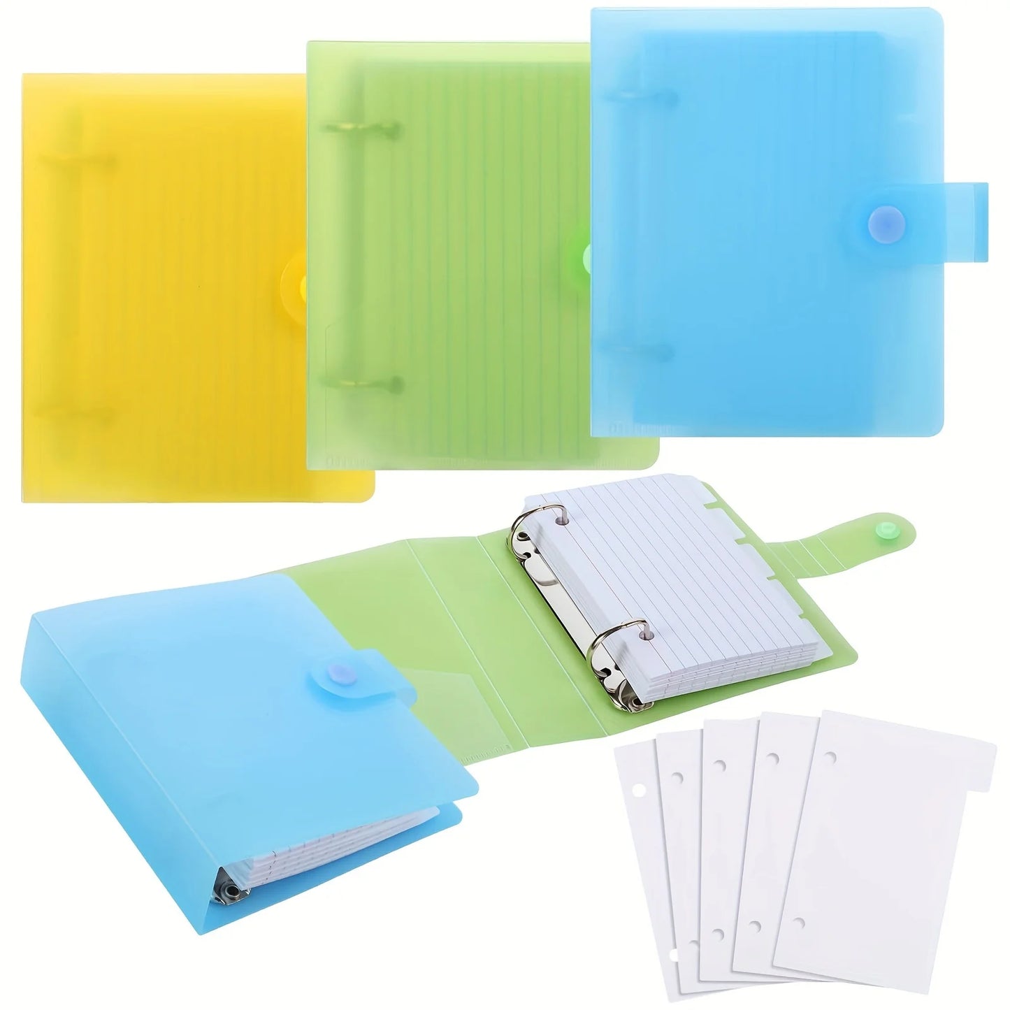 50-Page Lined Index Card Binder Set with Dividers & Flashcards