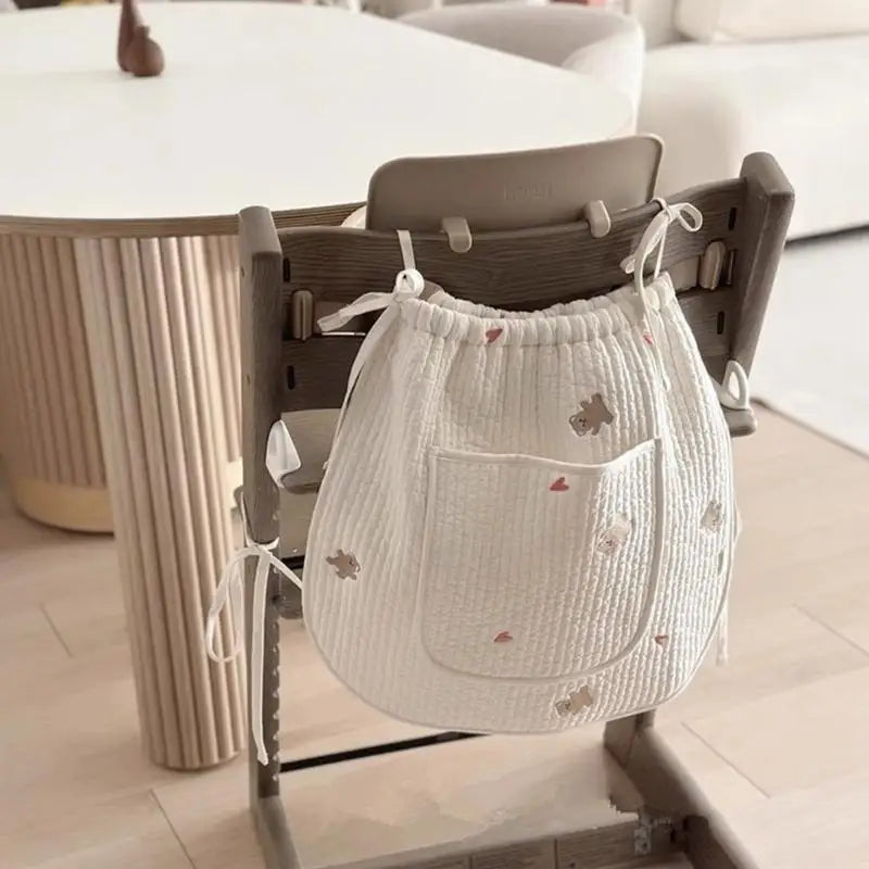 Large Stroller Organizer Bag | Embroidered Bear Diaper Hanging Bag