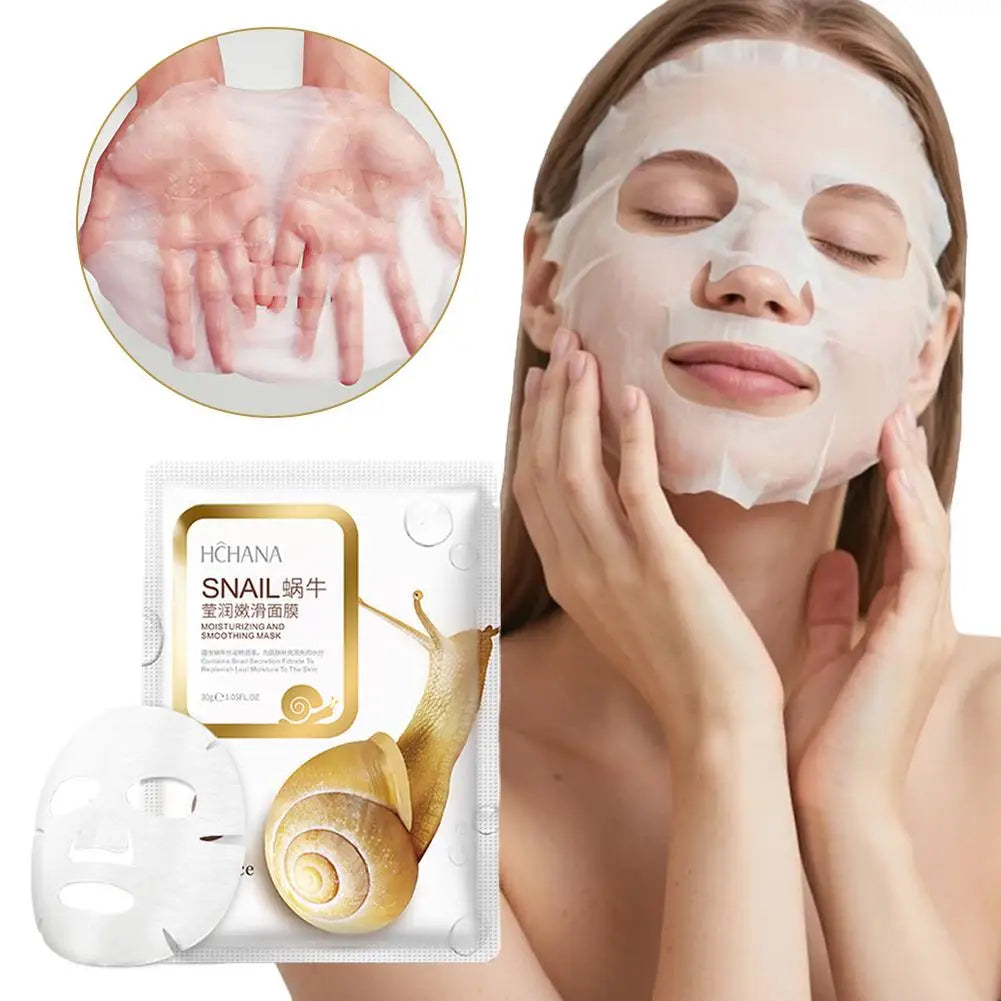 Snail Mucus Hydrating Sleeping Face Sheet Masks – 5 or 10 Pcs