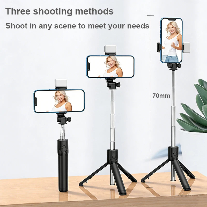 Portable Bluetooth Selfie Stick Mobile Tripod Holder with Remote Shutter Extendable Wireless Remote Retractable Phone Stand Peaceful Pleasures Health and Wellness