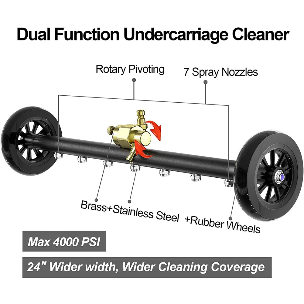 22 Inch High-Pressure Water Broom Extendable 3-Wand Car Chassis High Pressure Washer Car Washing Locomotive Bottom Water Broom Peaceful Pleasures Health and Wellness