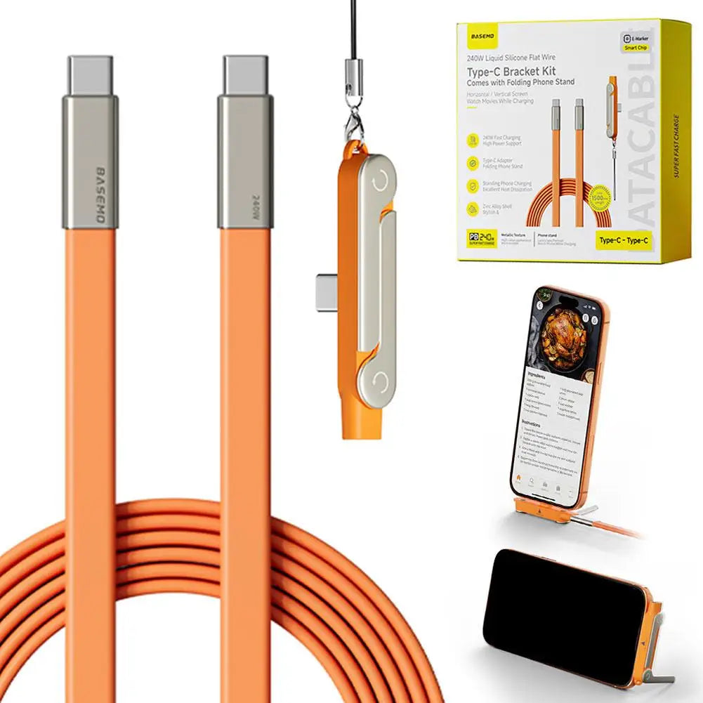 240W Charging Cable With Type-C Magnetic Stand - 2-in-1 Stand Charging Cable For Mobile Phones, Tablets & Gaming Devices Peaceful Pleasures Health and Wellness