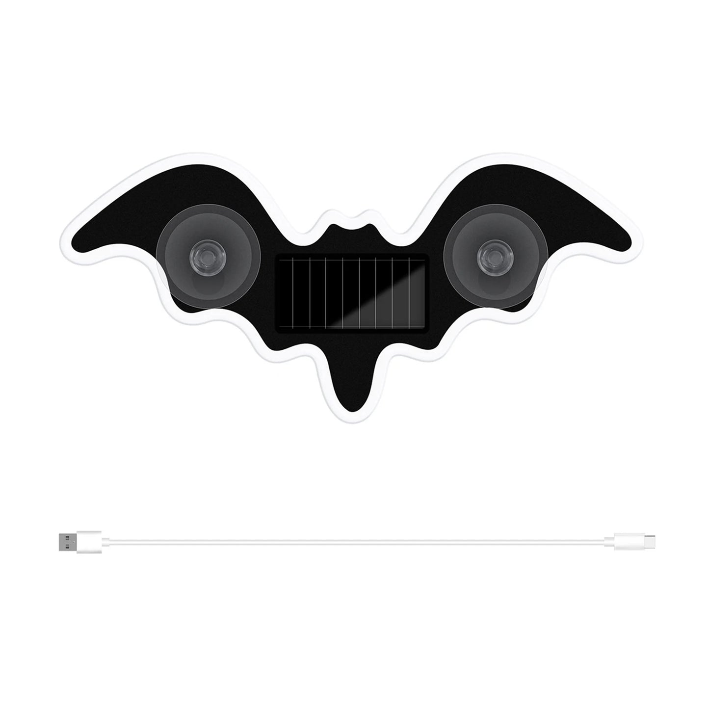 Solar LED Car Window Light USB Rechargeable LED Wireless Bat Light Bat Shaped LED Ambient Light for Car Truck RV Front Window Peaceful Pleasures Health and Wellness Blue