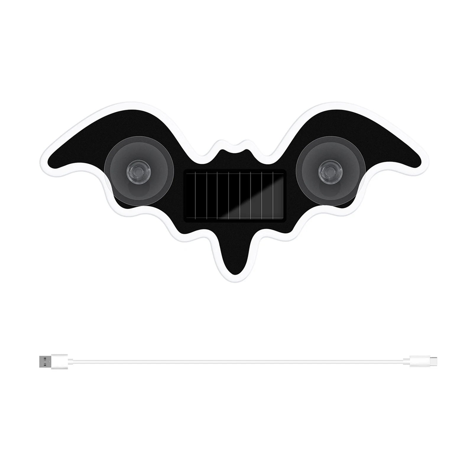 Solar LED Car Window Light USB Rechargeable LED Wireless Bat Light Bat Shaped LED Ambient Light for Car Truck RV Front Window Peaceful Pleasures Health and Wellness Blue