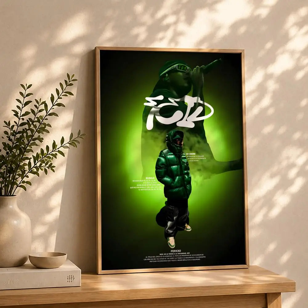 Feid Singer HD Poster – Self-Adhesive Waterproof Wall Art Music Wall Poster Peaceful Pleasures Health and Wellness White10 21X30cmNoframe