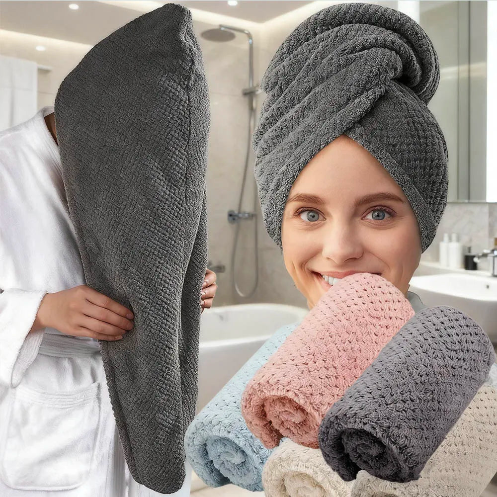3-Pack Microfiber Hair Towel Turban – Quick Dry Shower Bonnet