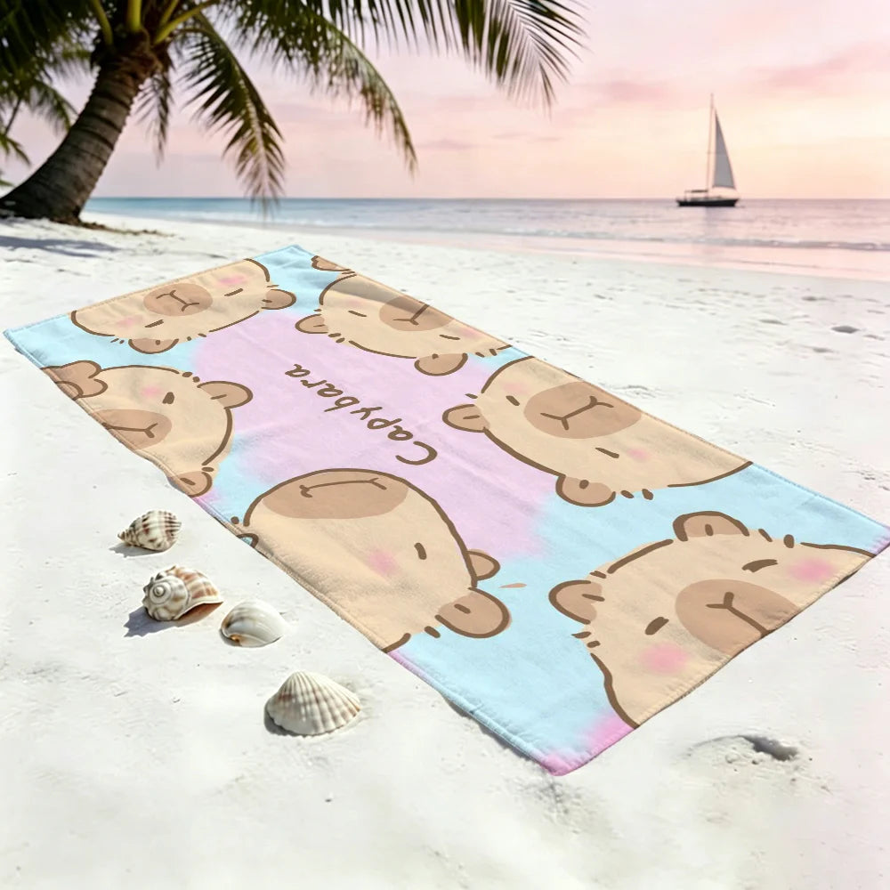 Carpincho Cartoon Quick-Dry Beach Towel | Soft, Lightweight Quick-Dry Beach Towel Peaceful Pleasures Health and Wellness