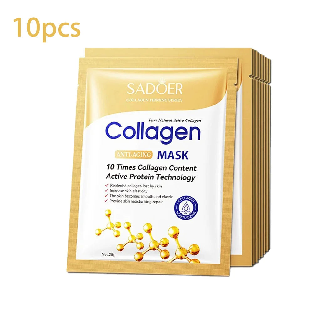 5/10/20/30pcs SADOER Collagen Face Mask Firming Moisturizing Repair Brightening skincare Face Sheet Mask Facial Masks Skin Care Peaceful Pleasures Health and Wellness 10pcs