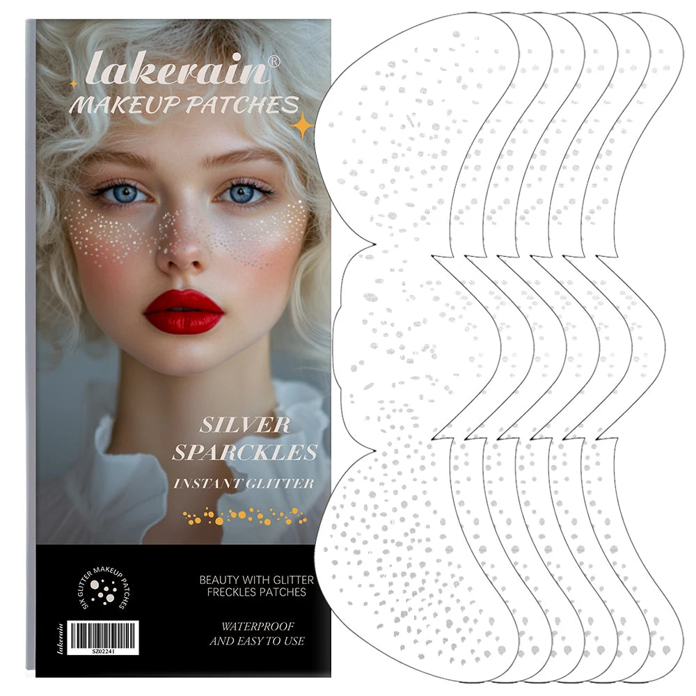 Silver Glitter Freckles Makeup Patches Fazif Makeup PatchesFace Makeup Fake Freckles Waterproof Temporary Face Freckles Peaceful Pleasures Health and Wellness Silver