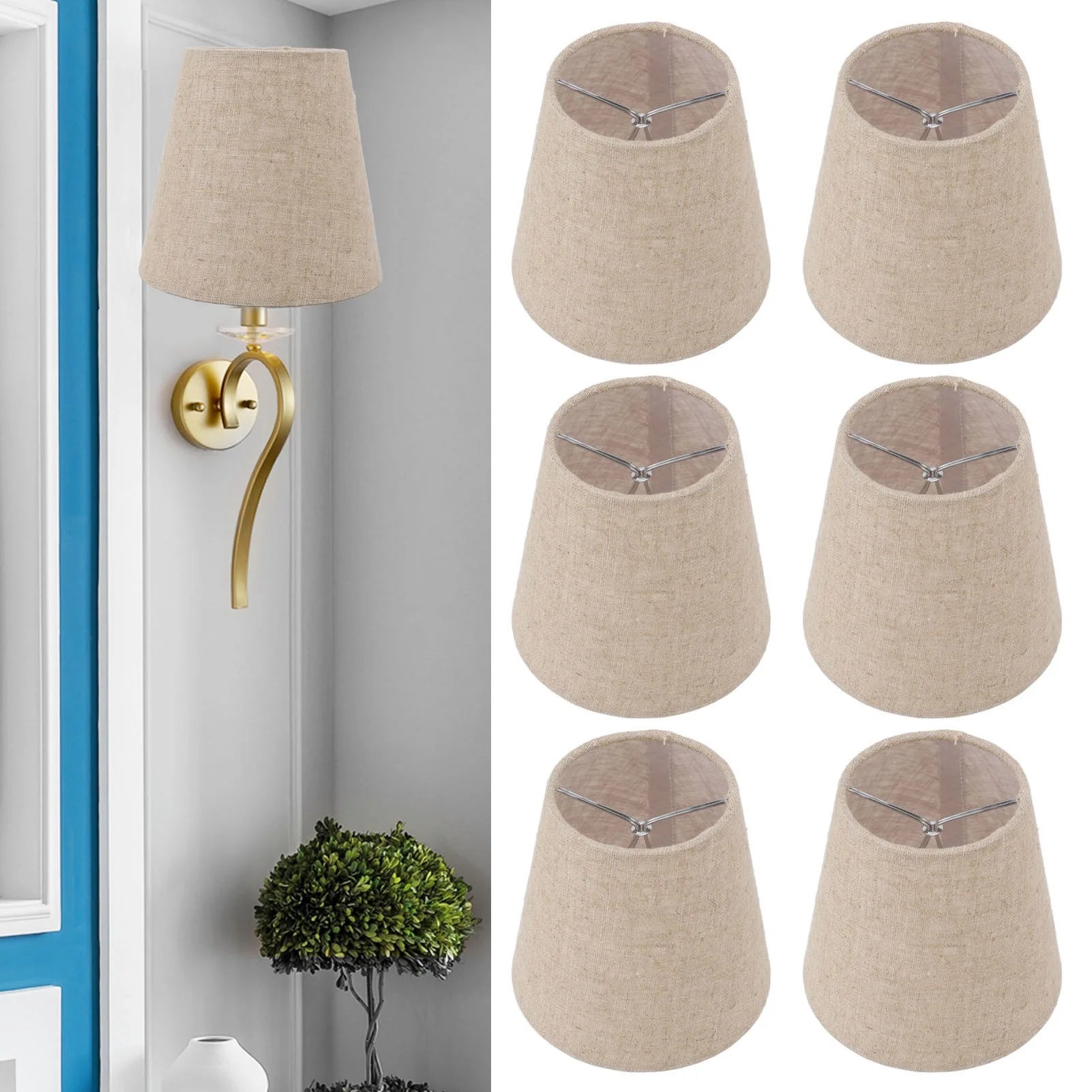 Lamp Shade Small Lamp Shade Clip On Drum Linen Fabric Lampshade for Candle Bulbs Lighting Accessories Lighting Accessories Peaceful Pleasures Health and Wellness