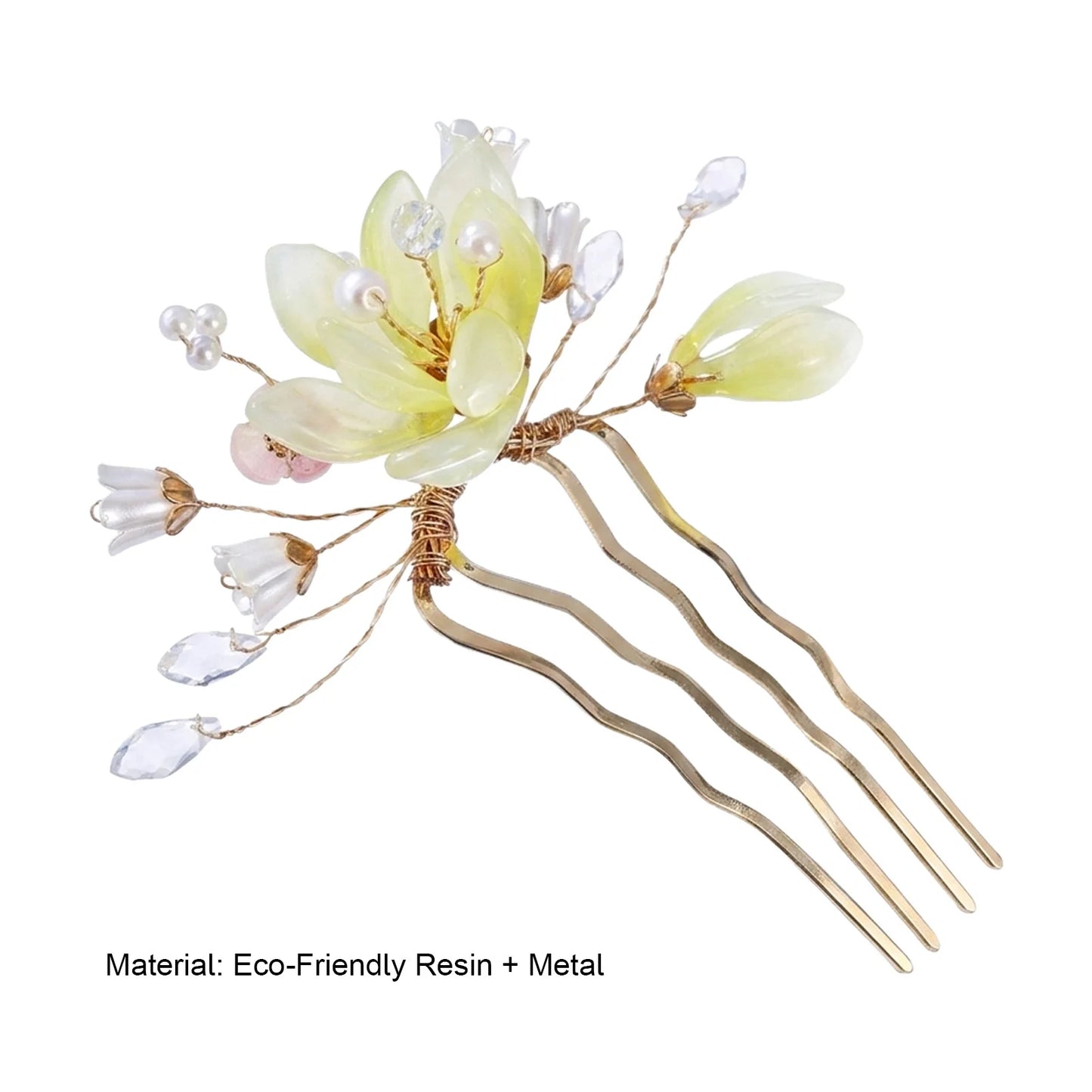 Green Flower Hair Clip Comb Barrette for Women Girls Resin Material Stable Anti-Slip Teeth Suitable for Daily Commute, Parties Peaceful Pleasures Health and Wellness