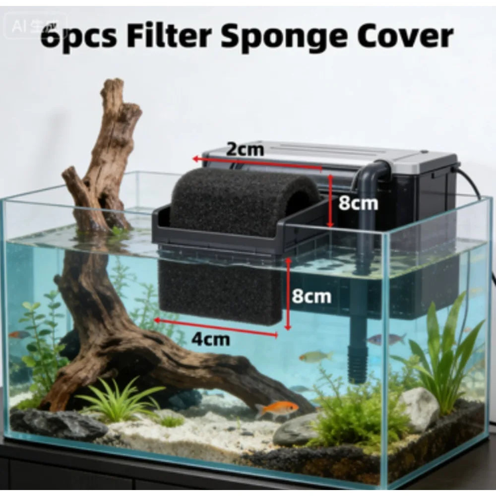 3Pcs/6 Pcs Aquarium Accessories Biochemical Filter Sponge Fish Tank Inlet Water Pre-Filter Sponge Cartridge Replacement Filter Peaceful Pleasures Health and Wellness
