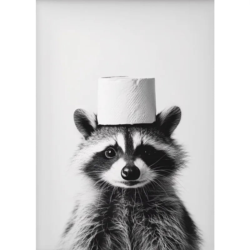 Halloween Otter Bat Cat Raccoon with Toilet Paper Poster Print Canvas Painting Bathroom Wall Art Funny Toilet Humor Home Decor Peaceful Pleasures Health and Wellness