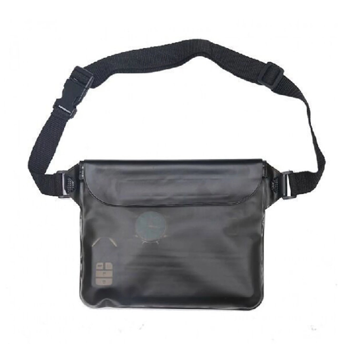 Sports Fanny Pack Crossbody Bag PVC Waterproof Multifunctional Fanny Pack for Camping Hiking Travel Use Peaceful Pleasures Health and Wellness black
