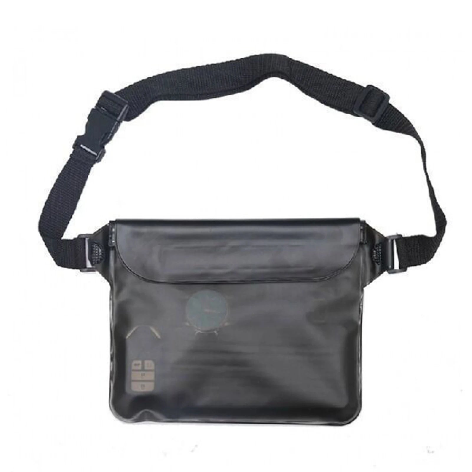 Sports Fanny Pack Crossbody Bag PVC Waterproof Multifunctional Fanny Pack for Camping Hiking Travel Use Peaceful Pleasures Health and Wellness black