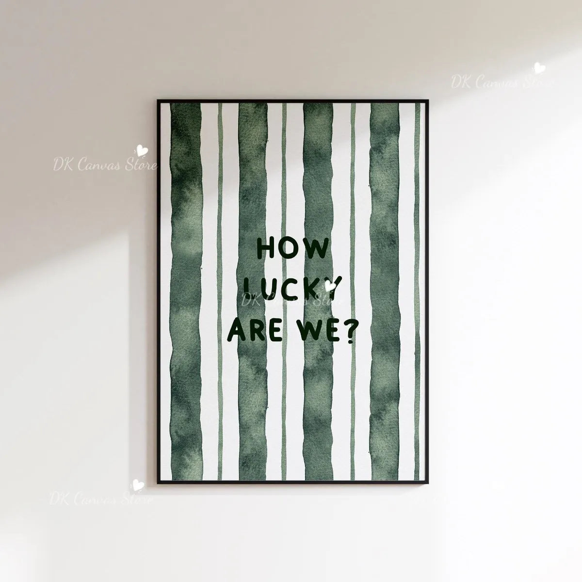 "How Lucky Are We" Quote Canvas Print Poster Modern Heart Stripe Art Prints Bedroom Living Room Wall Art Home Decor Poster Peaceful Pleasures Health and Wellness