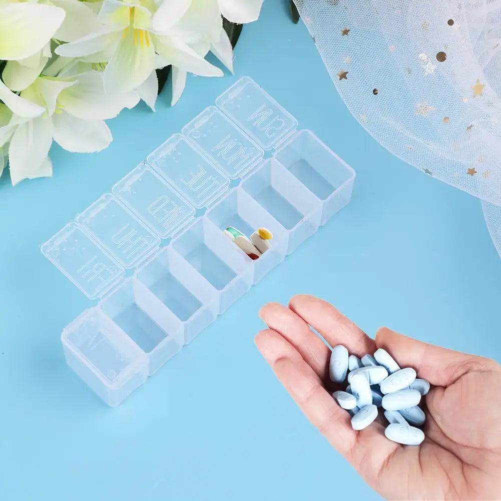 7-Day Weekly Pill Organizer Box – Clear Transparent Tablet & Supplement Container Pill Organizer Peaceful Pleasures Health and Wellness spain