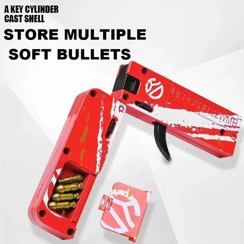 2026 New Upgraded Metal Folding Toy Gun with Soft Bullets Alloy Lifecard Pistol Model for Adults Kids Peaceful Pleasures Health and Wellness