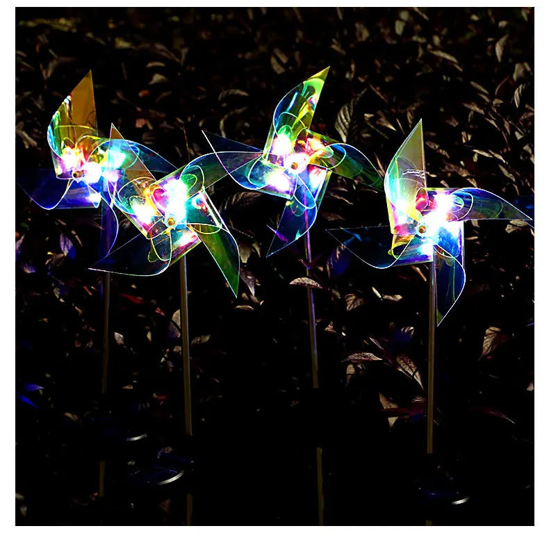 Solar Powered Lamp Wind Powered Rotation Waterproof Outdoor Garden Decor Yard Lawn Backyard Landscape Sun LED Pinwheel Lights Peaceful Pleasures Health and Wellness