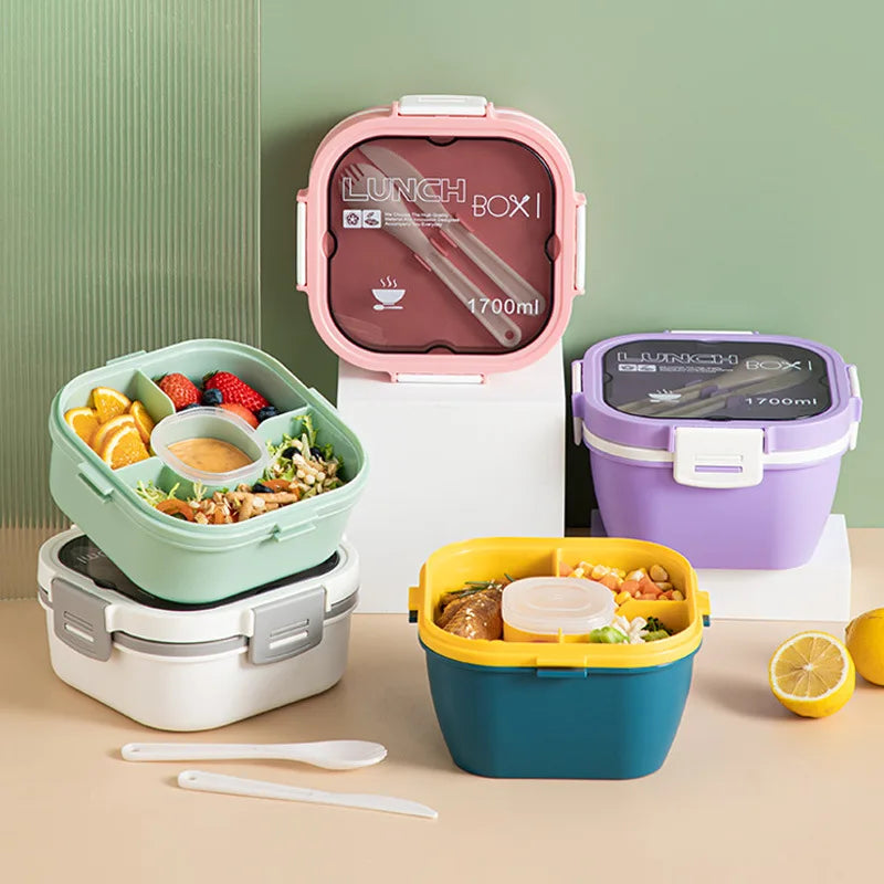 Thickened simple lunch box with lid, microwave-safe salad bowl for office workers and students. Peaceful Pleasures Health and Wellness