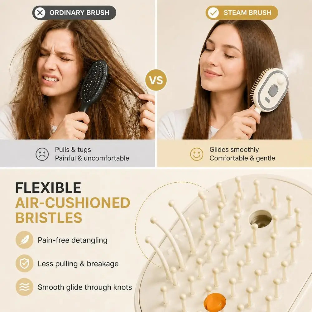 Steam Spray Massage Hair Comb Moisturizing Spray Scalp Massager Brush Anti-Knot Detangling Brush Salon Hair Care Tool Peaceful Pleasures Health and Wellness