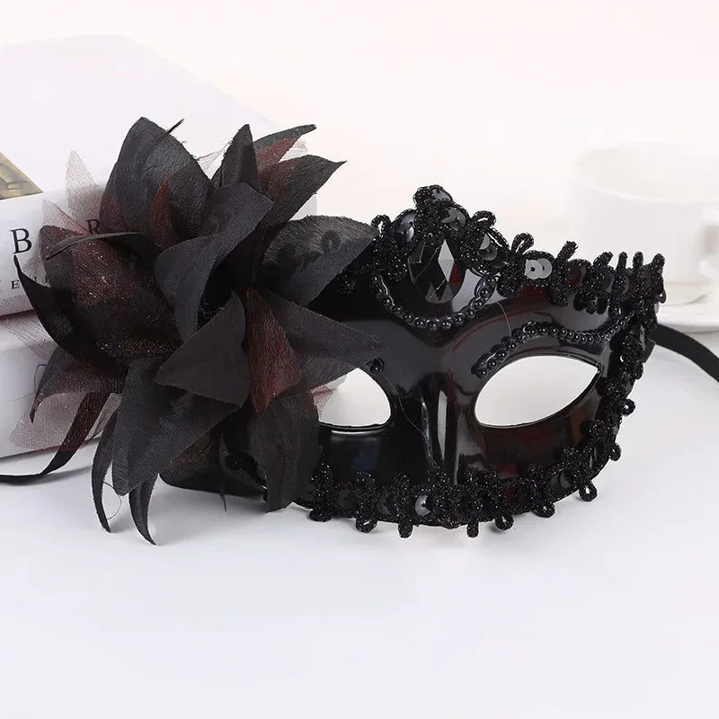 Halloween Princess Half Face Mask Makeup Ball Lily Flower Party Sexy