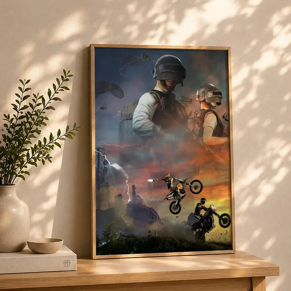 PUBG Battlegrounds HD Wall Poster – Self-Adhesive Waterproof Gaming Wall Poster Peaceful Pleasures Health and Wellness White11 15X20cmNoframe