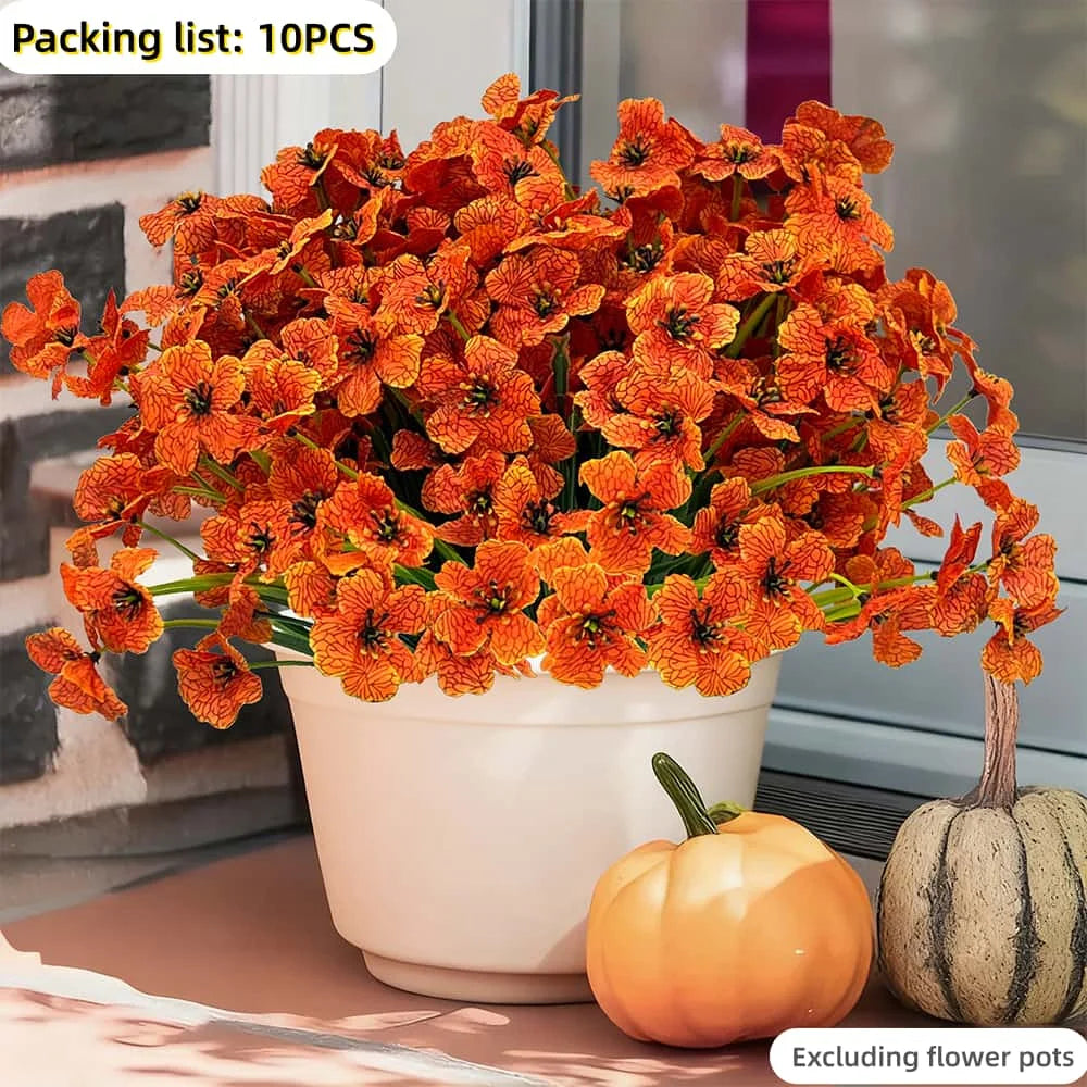 UV Resistant Silk Artificial Flowers 9/10 PCS – Faux Blooms