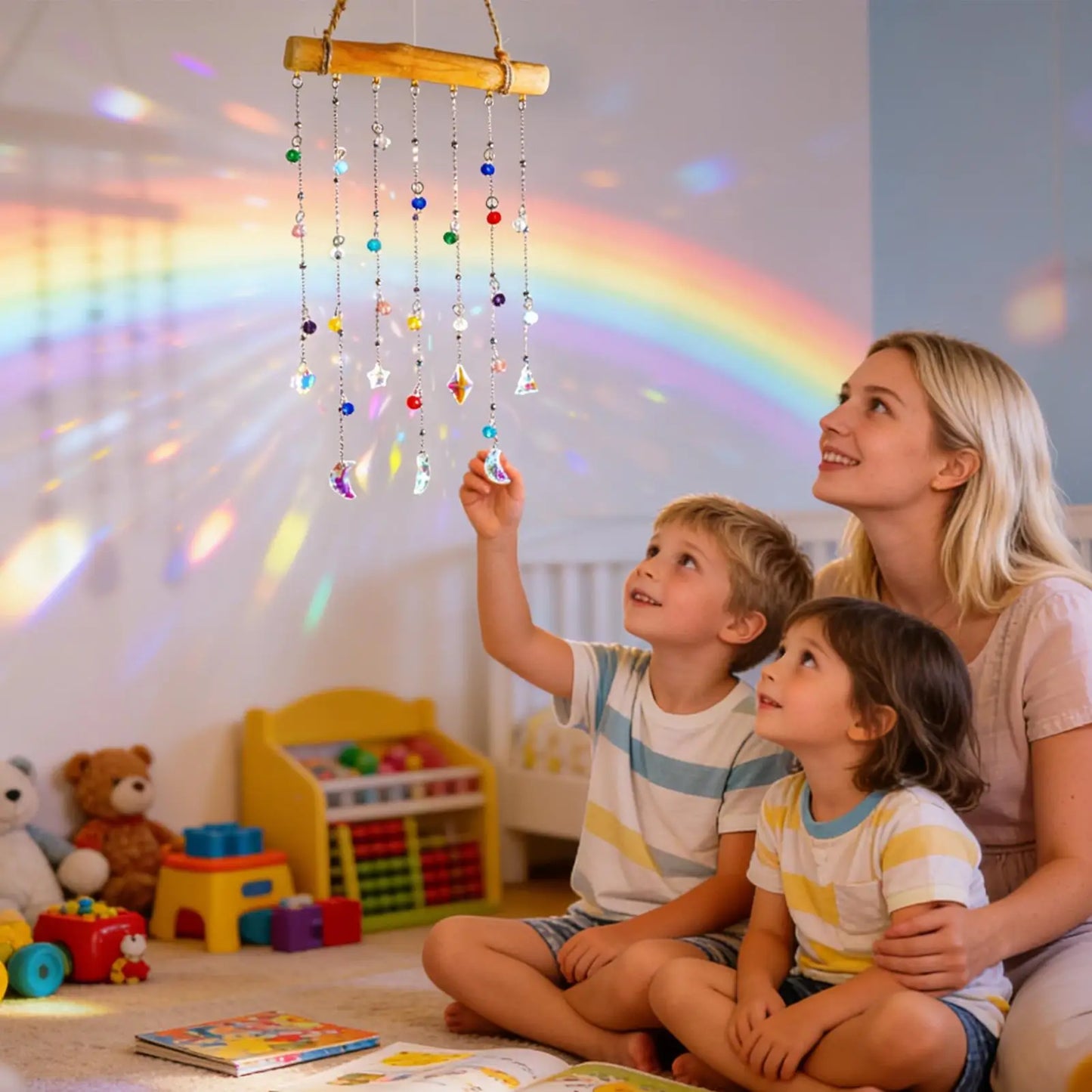 Light Catcher Indoor Window Decorative Stained Glass Rainbow Maker Sunlight Catcher For Window Indoor For Outdoor Backyard Peaceful Pleasures Health and Wellness