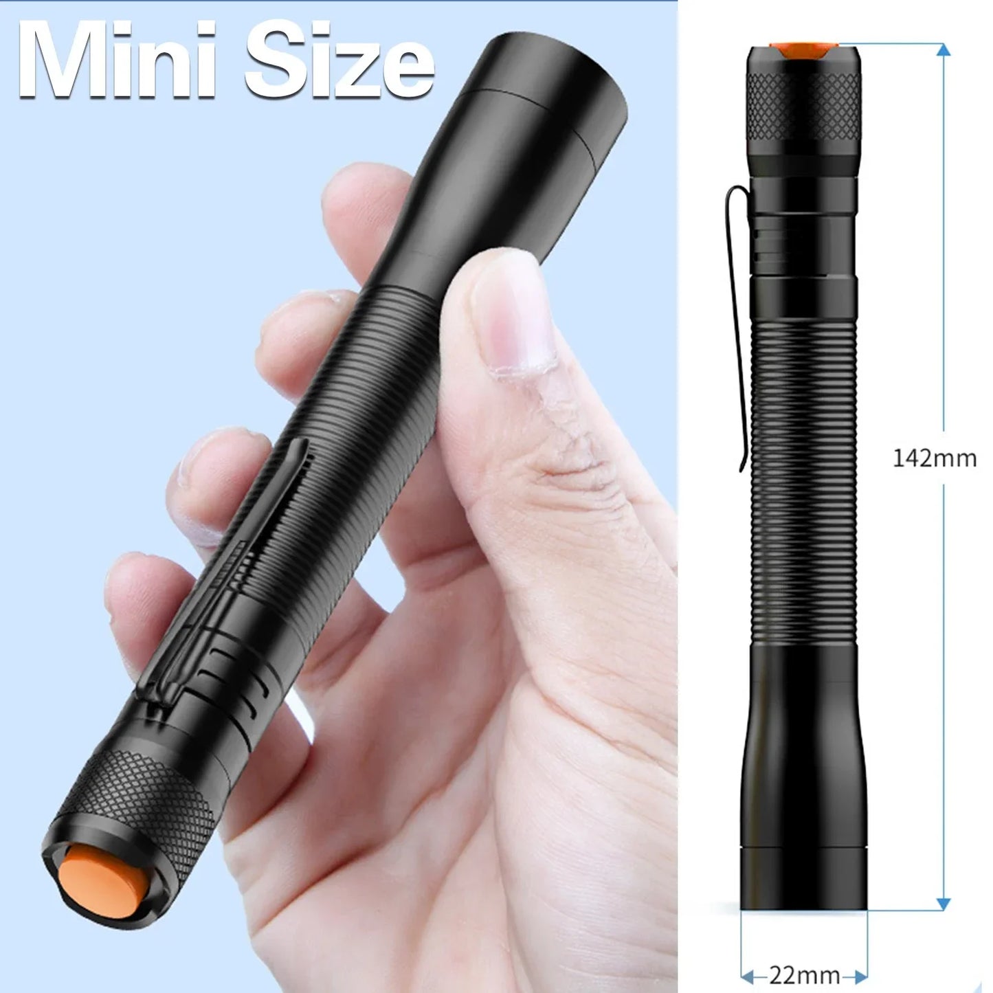 POCKETMAN Mini LED Flashlight | Waterproof, Pen Clip, 600LM