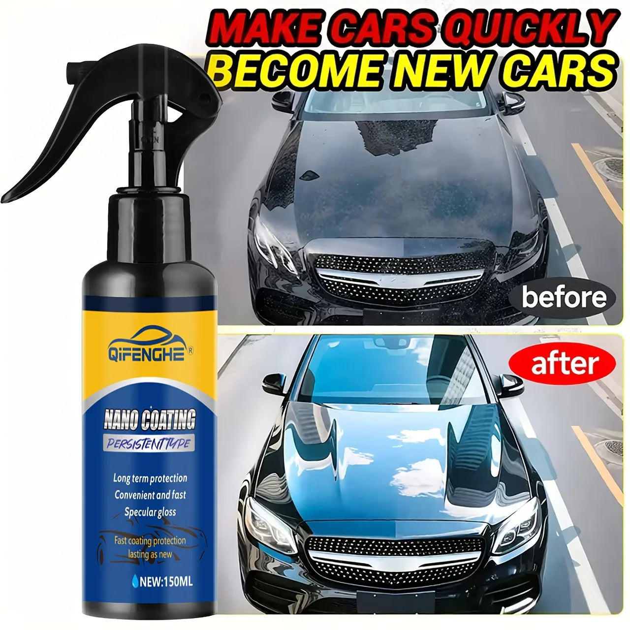 Car Polish & Wax Coating Set with Sponges & Towel