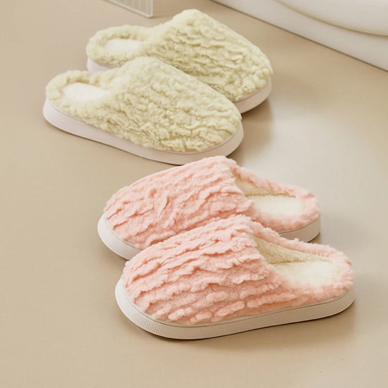 Warm Fluffy Winter Slippers – Soft Non-Slip Indoor Slides