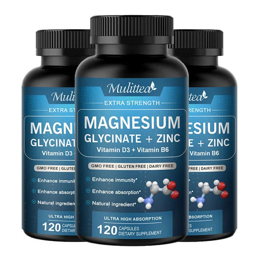 Magnesium Glycinate 500mg with Zinc, Vitamin D3 & B6 – Sleep, Bones & Heart | 120 Count Peaceful Pleasures Health and Wellness