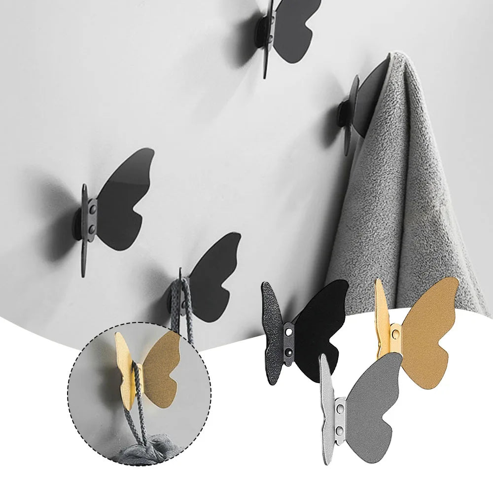 Butterfly Aluminum Alloy Wall Hook | Frosted Decorative Hook Decorative Wall Hook Peaceful Pleasures Health and Wellness