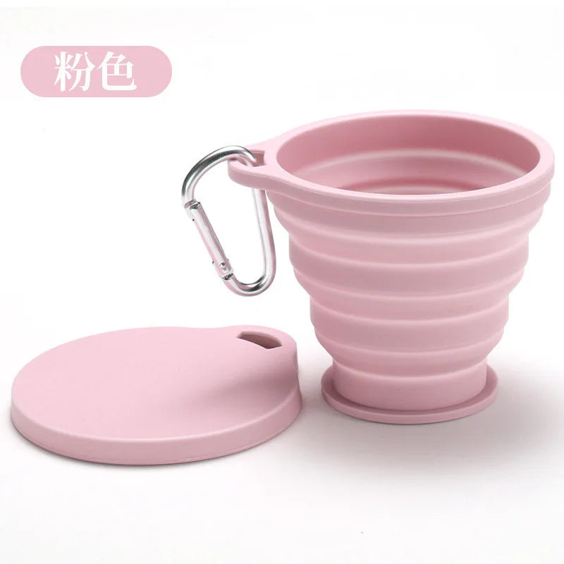Foldable Silicone Camping Cup – Food Grade & Heat-Resistant Collapsible Travel Cup Peaceful Pleasures Health and Wellness Pink