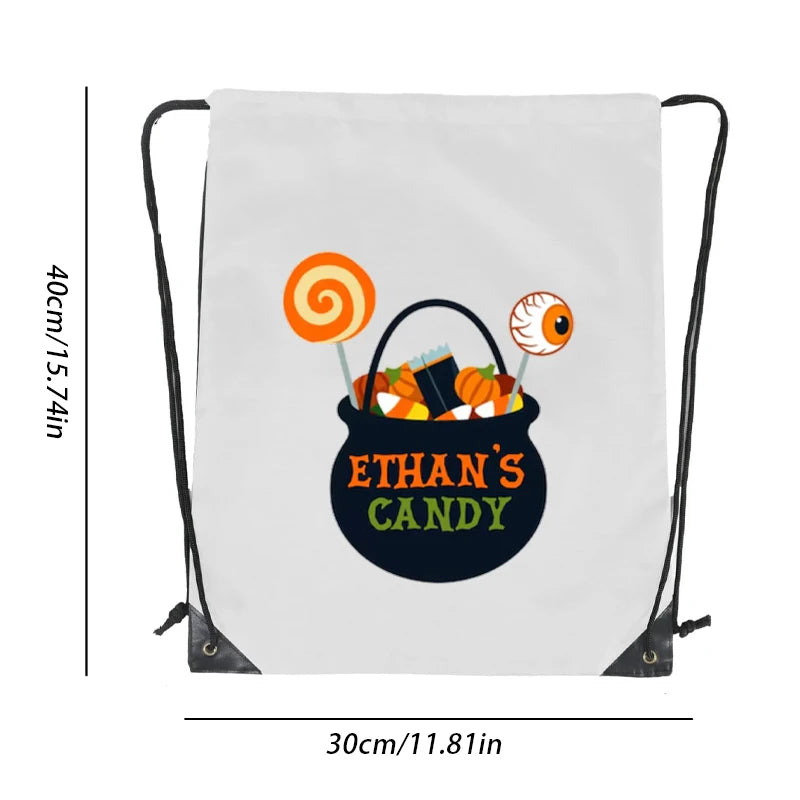 Personalized Halloween Drawstring Backpack | Custom Trick or Treat Bag Personalized Drawstring Bag Peaceful Pleasures Health and Wellness