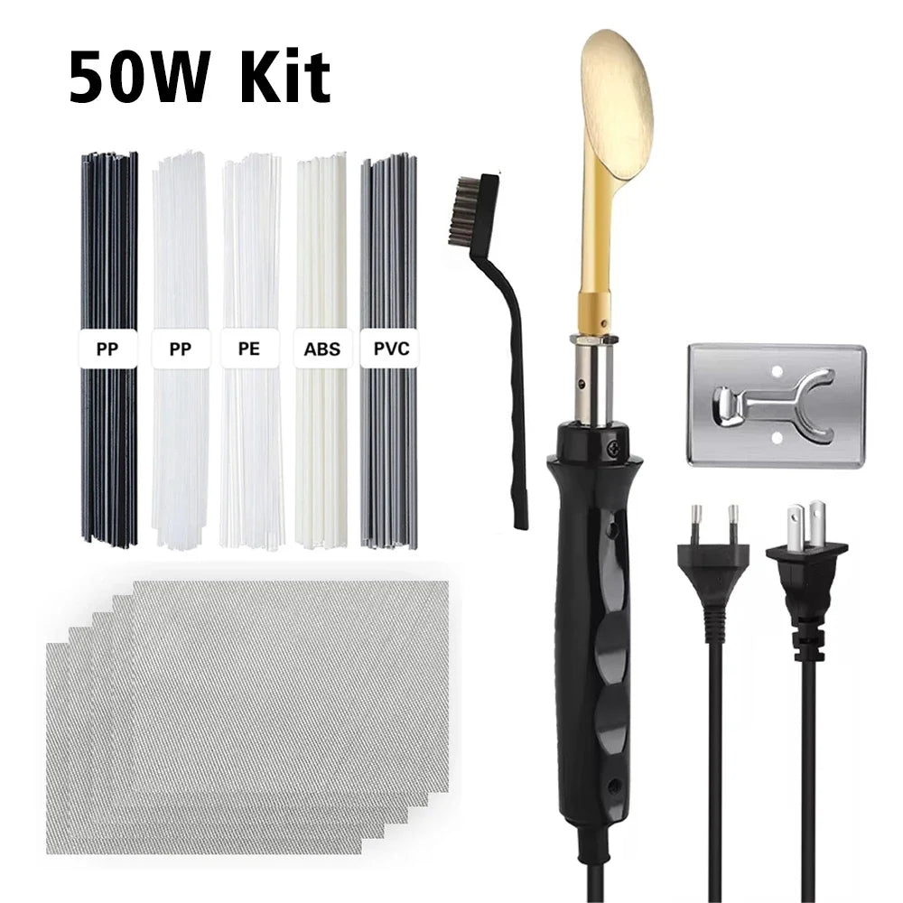 50W/100W Plastic Welding Repair Car Bumper Repair Soldering Iron Kit Temperature Controlled Soldering StationRepair Ironing Tool Peaceful Pleasures Health and Wellness 50W Kit 220V