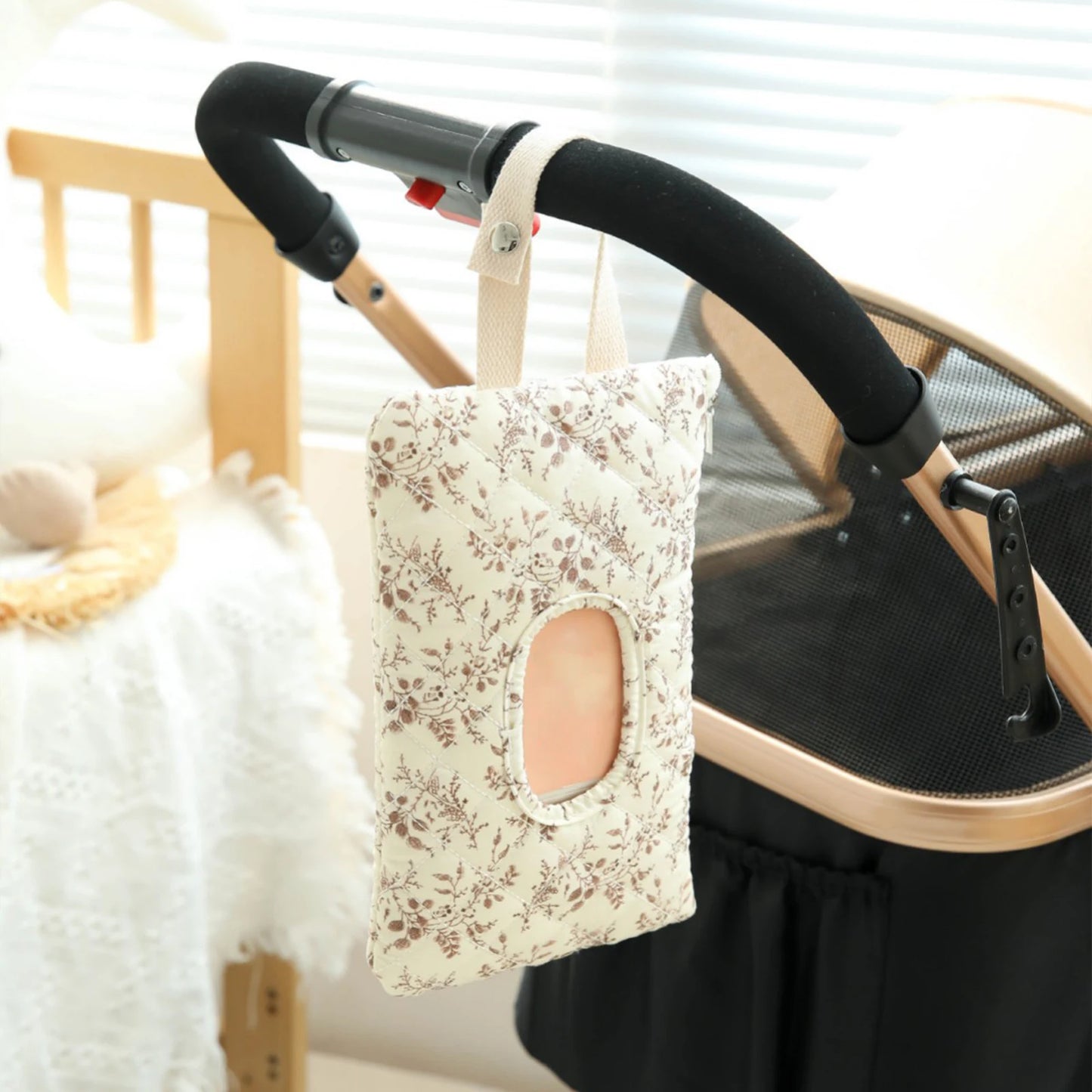 Canvas Floral Quilted Baby Wipes Dispenser | Travel Wipe Bag