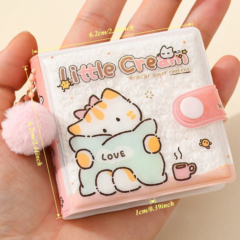 Cute Cream Mini Fluffy Notebook Pom Charm Kawaii Portable Pocket Memo