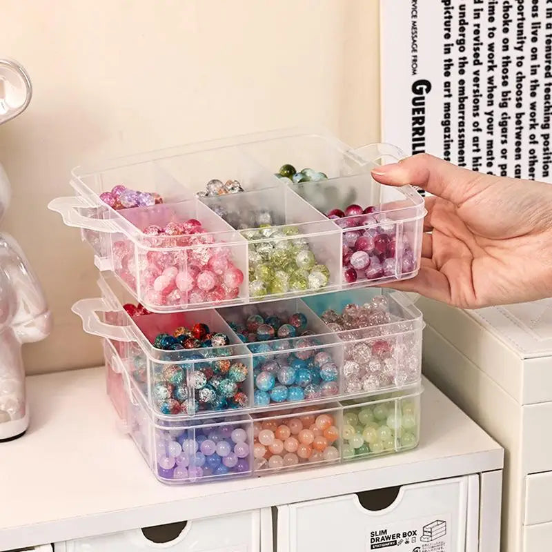 Stackable Clear Plastic Storage Box | 1-4 Tier Compartment Organizer