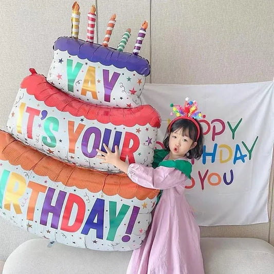 3 Tier Birthday Cake Candle Stripe Polka Dot Foil Balloons Party Peaceful Pleasures Health and Wellness A Other