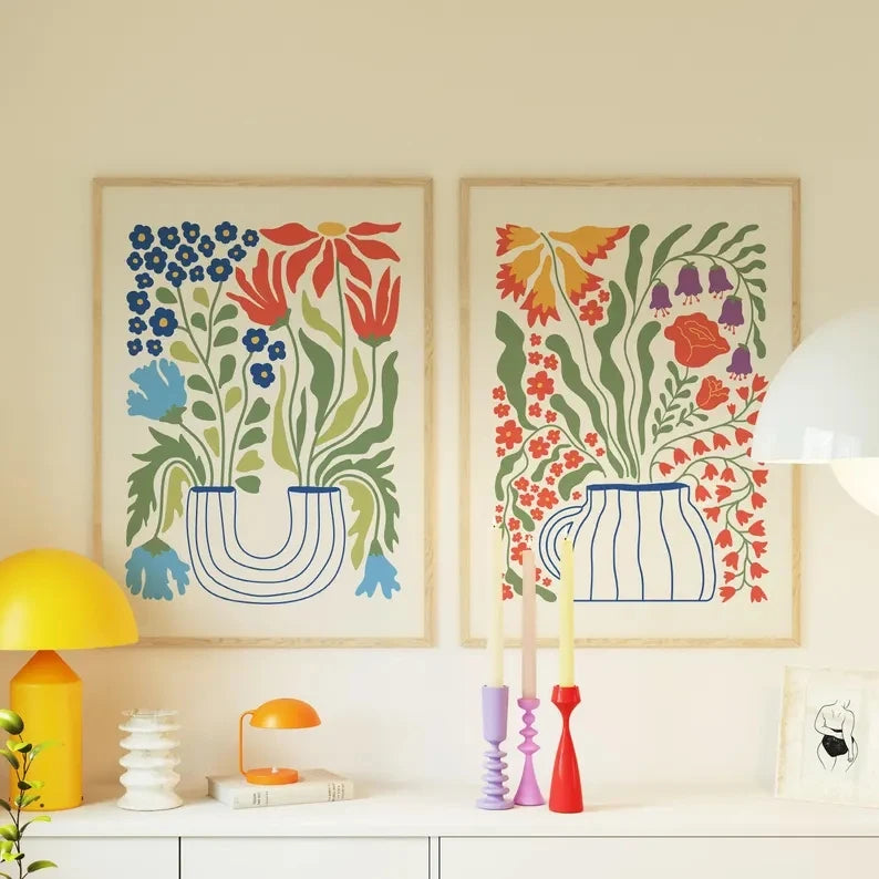 3-Piece Boho Abstract Plant Canvas Wall Art | Living Room Decor