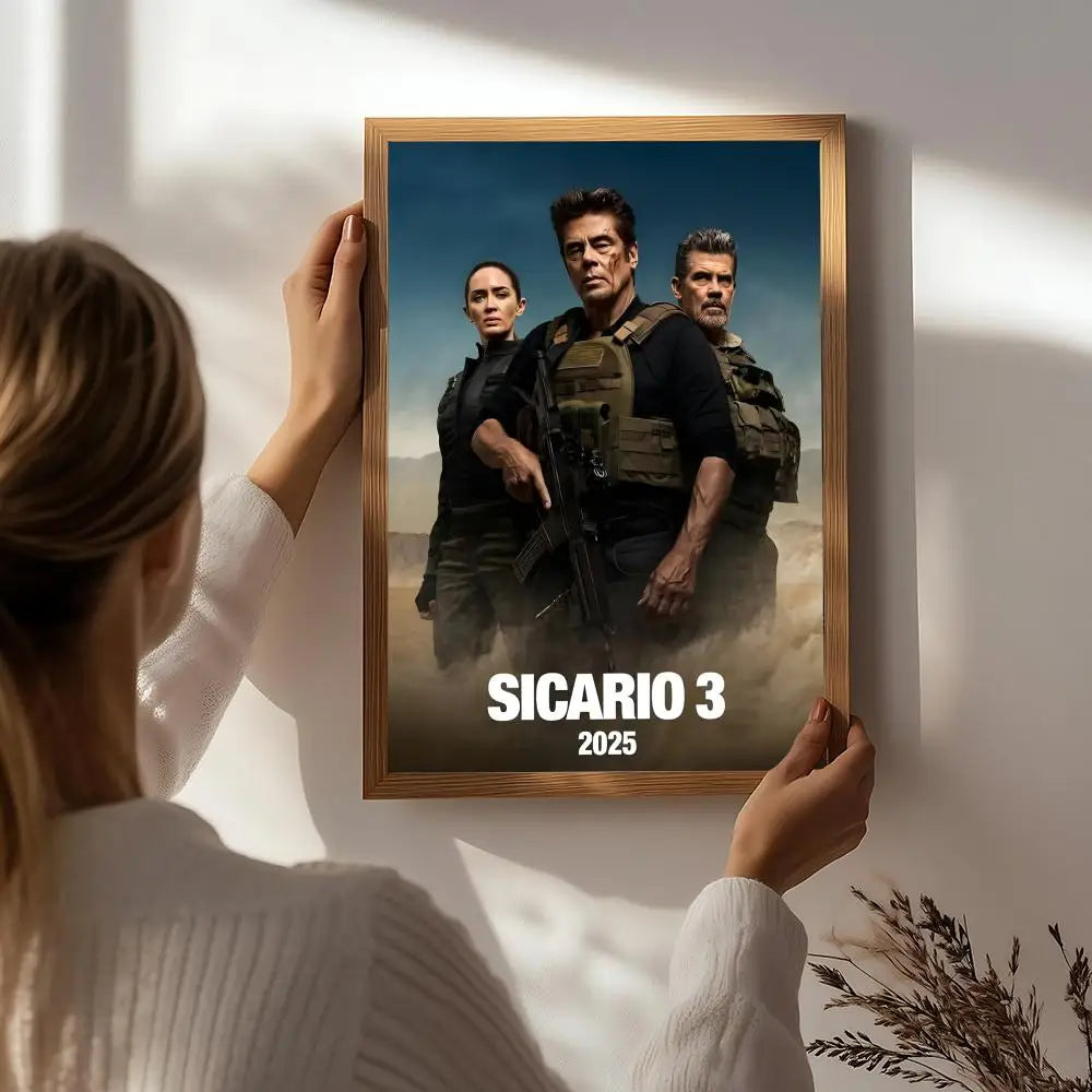 Sicario Movie Poster HD Self-Adhesive Waterproof Wall Art Movie Wall Poster Peaceful Pleasures Health and Wellness White4 40X50cmNoframe