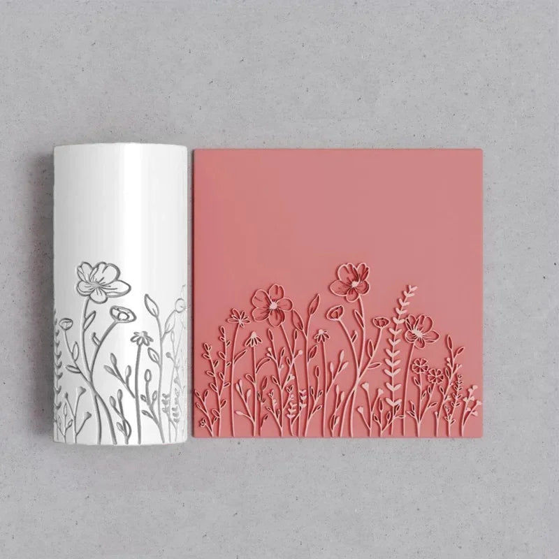 Wild Flowers & Grass Soft Clay Texture Rolling Tool: High-Precision Texturizing Roller for DIY Jewelry Making & Creative Decor Peaceful Pleasures Health and Wellness Red
