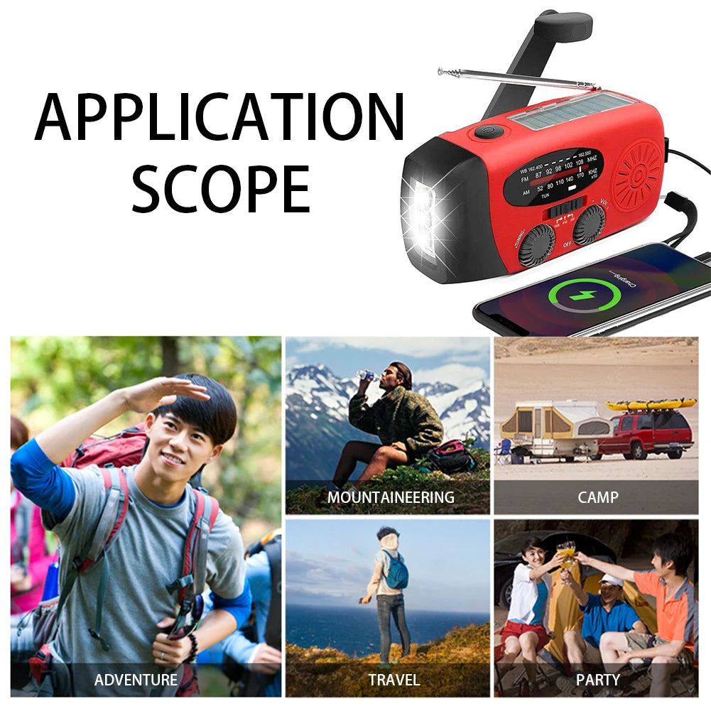 Portable Wind Up Fm Radio Portable Emergency Hand Crank Radio Multi Functional Solar Dynamo AM/FM/NOAA With USB Phone Charger Peaceful Pleasures Health and Wellness