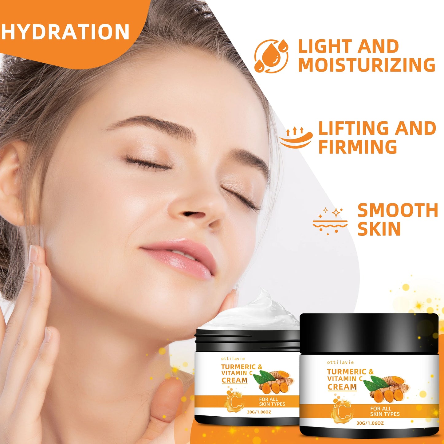 Turmeric & Vitamin C Cream 2pc Set – Hydrating, All Skin Types