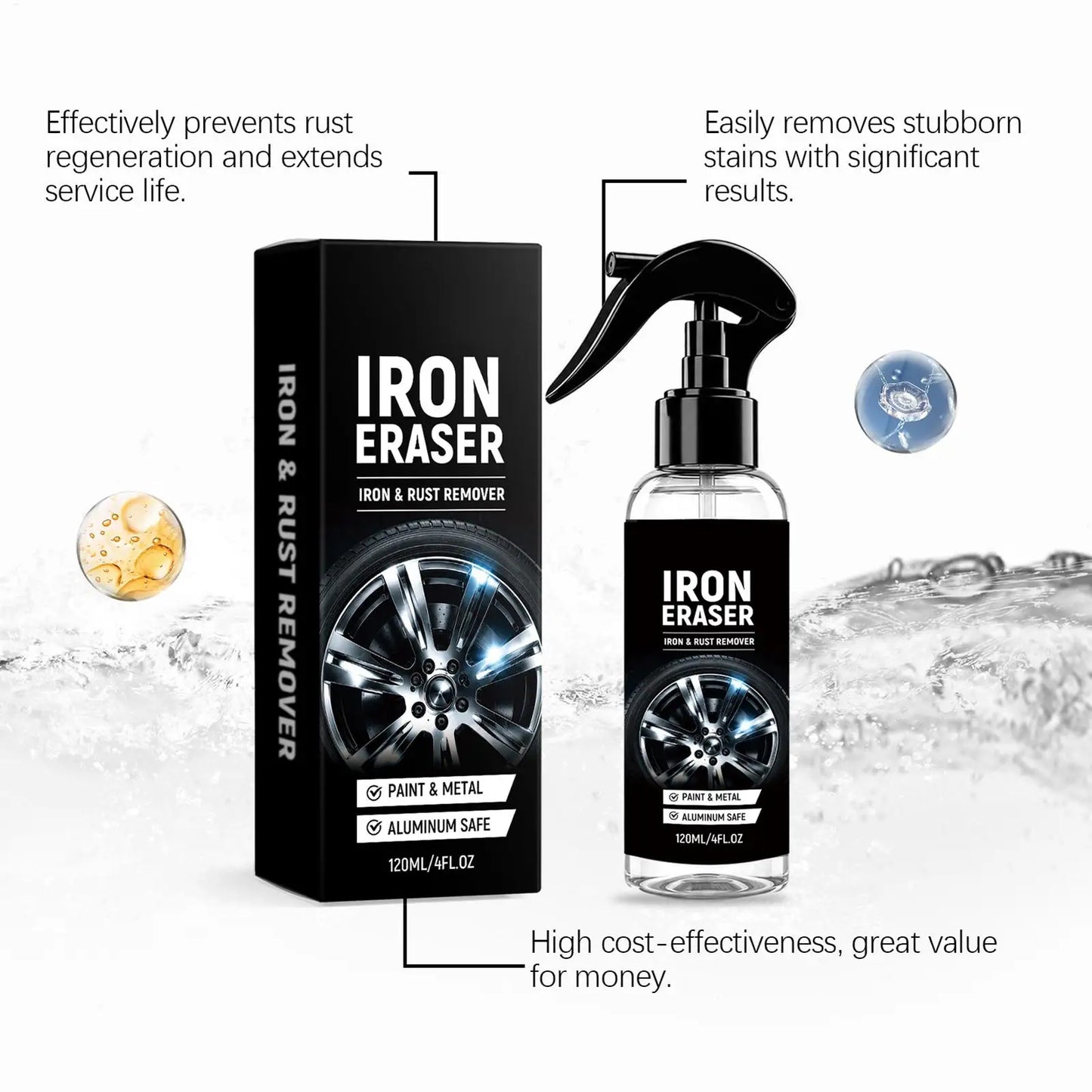 120ml Car Wheel Iron Remover Spray | Brake Dust & Rust Cleaner