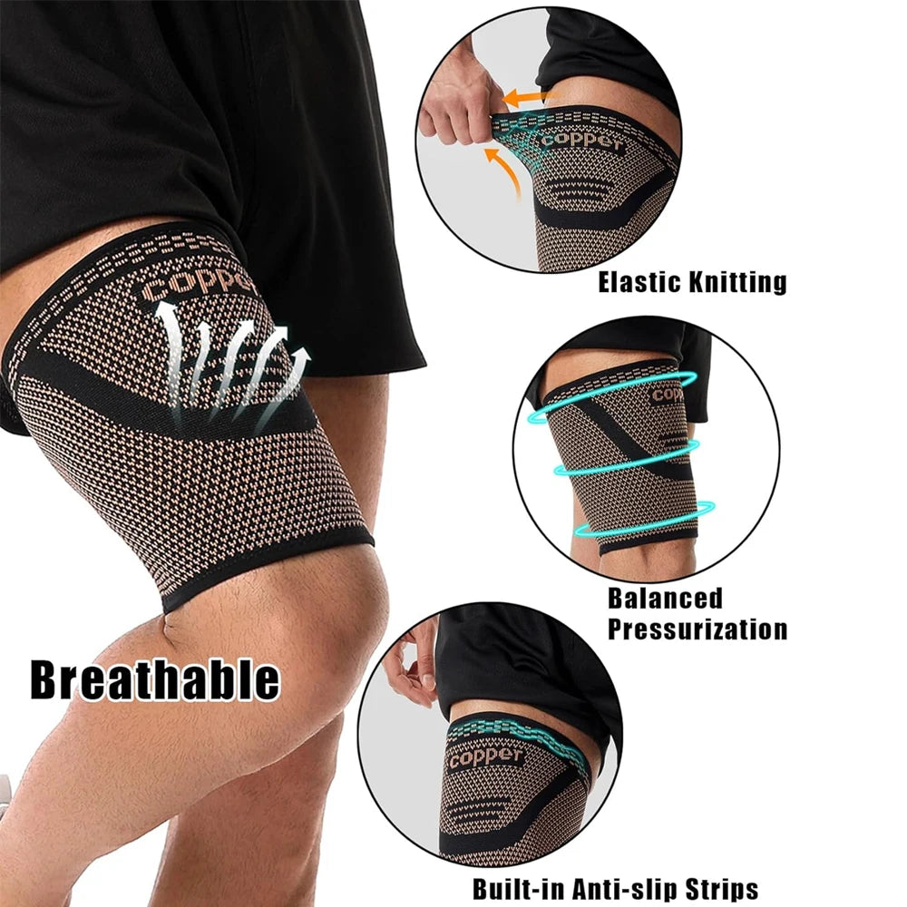 1PCS Hamstring Compression Sleeve -Copper Thigh Compression Sleeve for Women Men-Thigh Braces for Quad Supports,Groin ,Running Peaceful Pleasures Health and Wellness